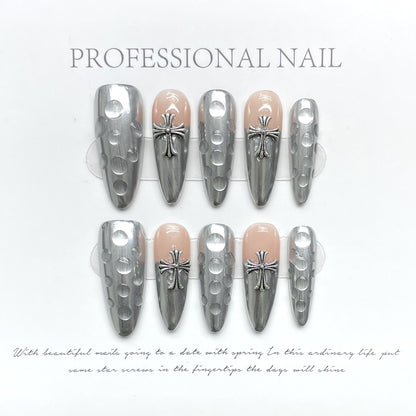 Explosive Diamond Cross Water Drop Heavy Industry Punk Goth Niche Spice Girls Dark Wear nails | 365nails