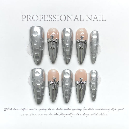 Explosive Diamond Cross Water Drop Heavy Industry Punk Goth Niche Spice Girls Dark Wear nails | 365nails