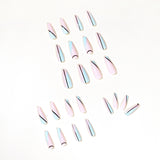 Pieza de arte de uñas con parche terminado de ballet francés de línea simple y larga | 365nails