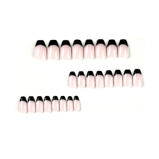 Wear nail piece black French short ballet wear nail short wholesale fake nail press on nails｜365nails