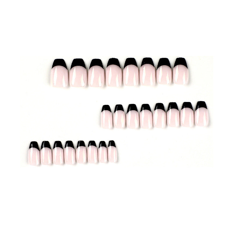 黑色法式短款芭蕾形穿戴甲 批發｜365nails