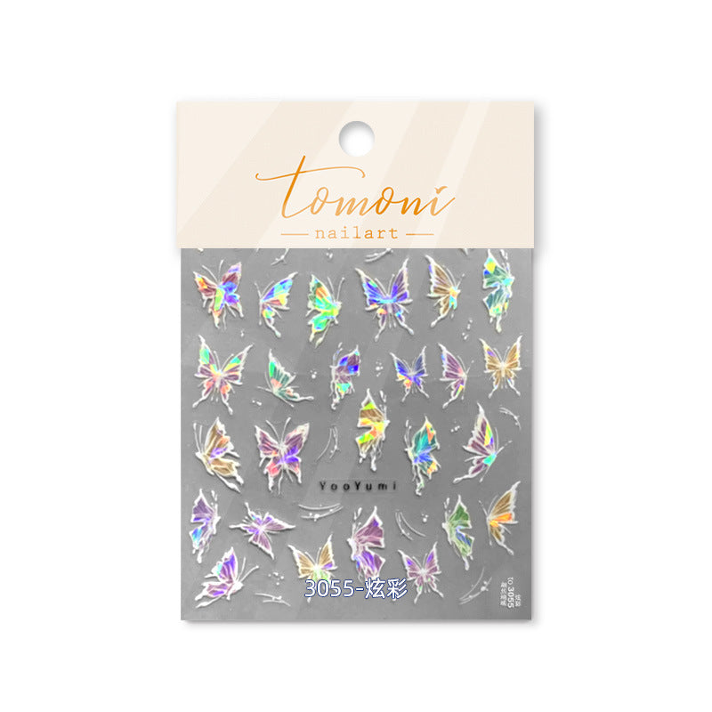 365nails 全息銀色蝴蝶 美甲貼紙