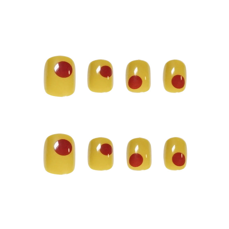 Feijão-mungo amarelo curto pressione nas unhas grafite peças de unhas contrastantes pressione nas unhas postiças atacado｜365nails