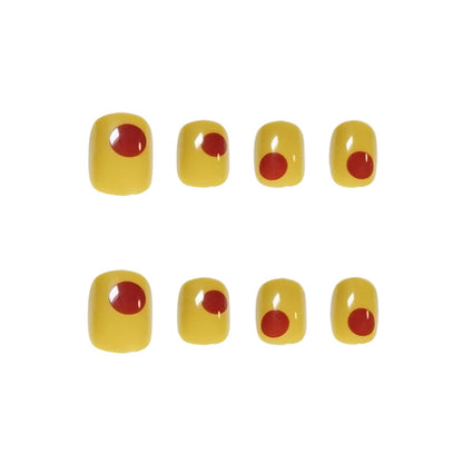 Mung bean yellow short Press on nails graffiti  contrasting nail pieces  Press on  wholesale fake nail nails｜365nails