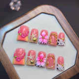 Pink Ocean Flower Starfish Press-On Nails