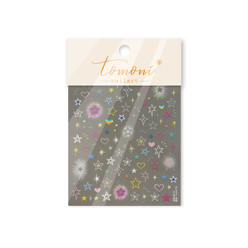 Starry Heart Sparkle – Y2K Dreamy Nail Art Stickers