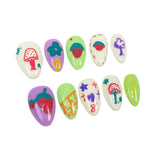 Graffiti Cartoon Handmade Press-on Nails Dream Little Mushroom Hand Painted Cute Sweet Strawberry Nail Patch｜365nails