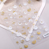 Internet celebrity winter christmas ball nail sticker 5d relief white hollow christmas ball nail sticker jewelry TJ model