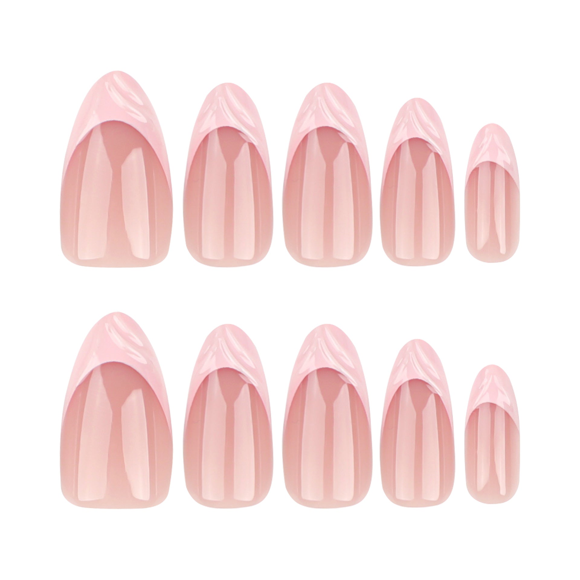 簡約短款杏仁形成品 法式粉色3D甲片，可重複使用 批發｜365nails