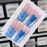 Extra Long 5.5cm Water Pipe Press-On Nails | Handmade Collection | Round Shape