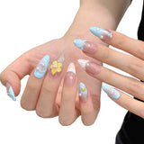 Blue Pearl Floral Beachy Summer Nails