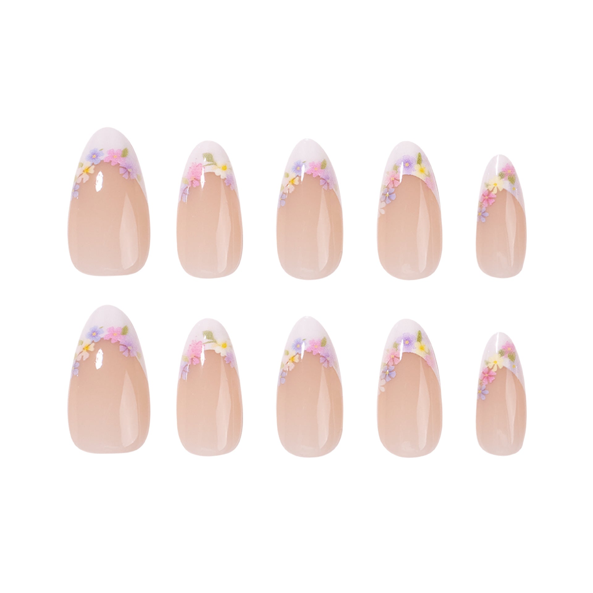 365nails: "Pastel Floral French Stiletto" – Delicate Press-on Nails