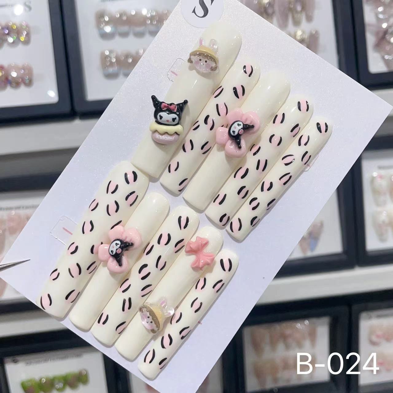 Extra Long 5.5cm Water Pipe Press-On Nails | Handmade Collection | Round Shape