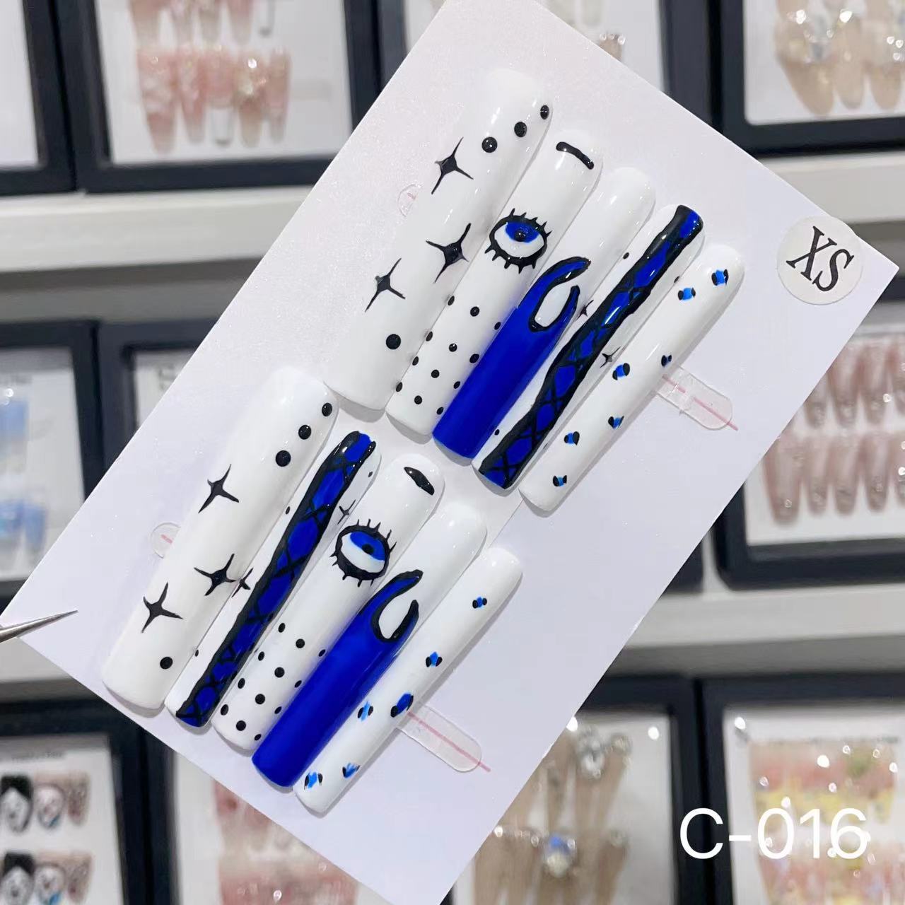 Extra Long 5.5cm Water Pipe Press-On Nails | Handmade Collection | Round Shape