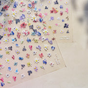Mini Wildflower Collection: "Meadow Petal" – 3D Embossed Nail Sticker