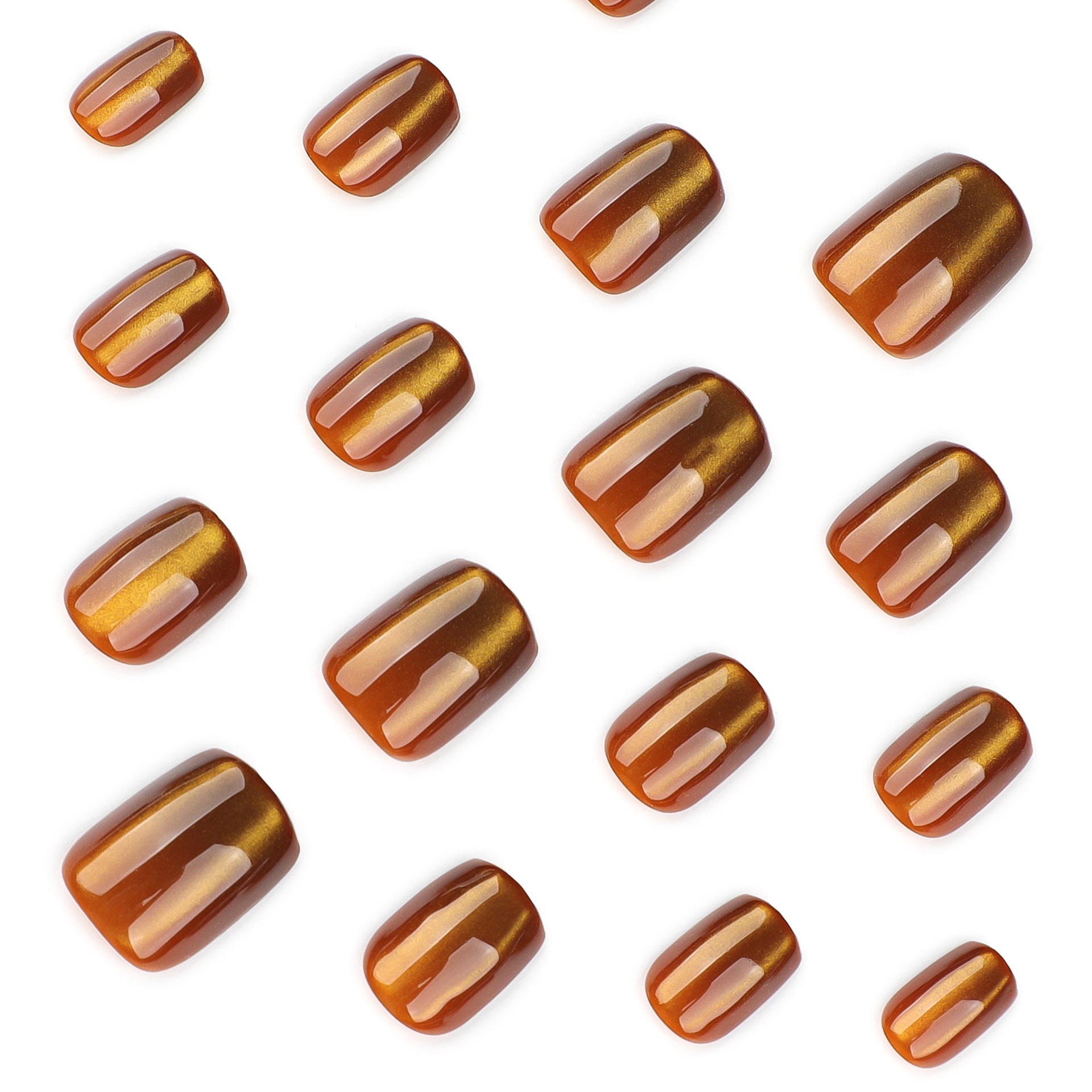 Shimmer Brown Cat-Eye Nails with Glossy Elegant Finish