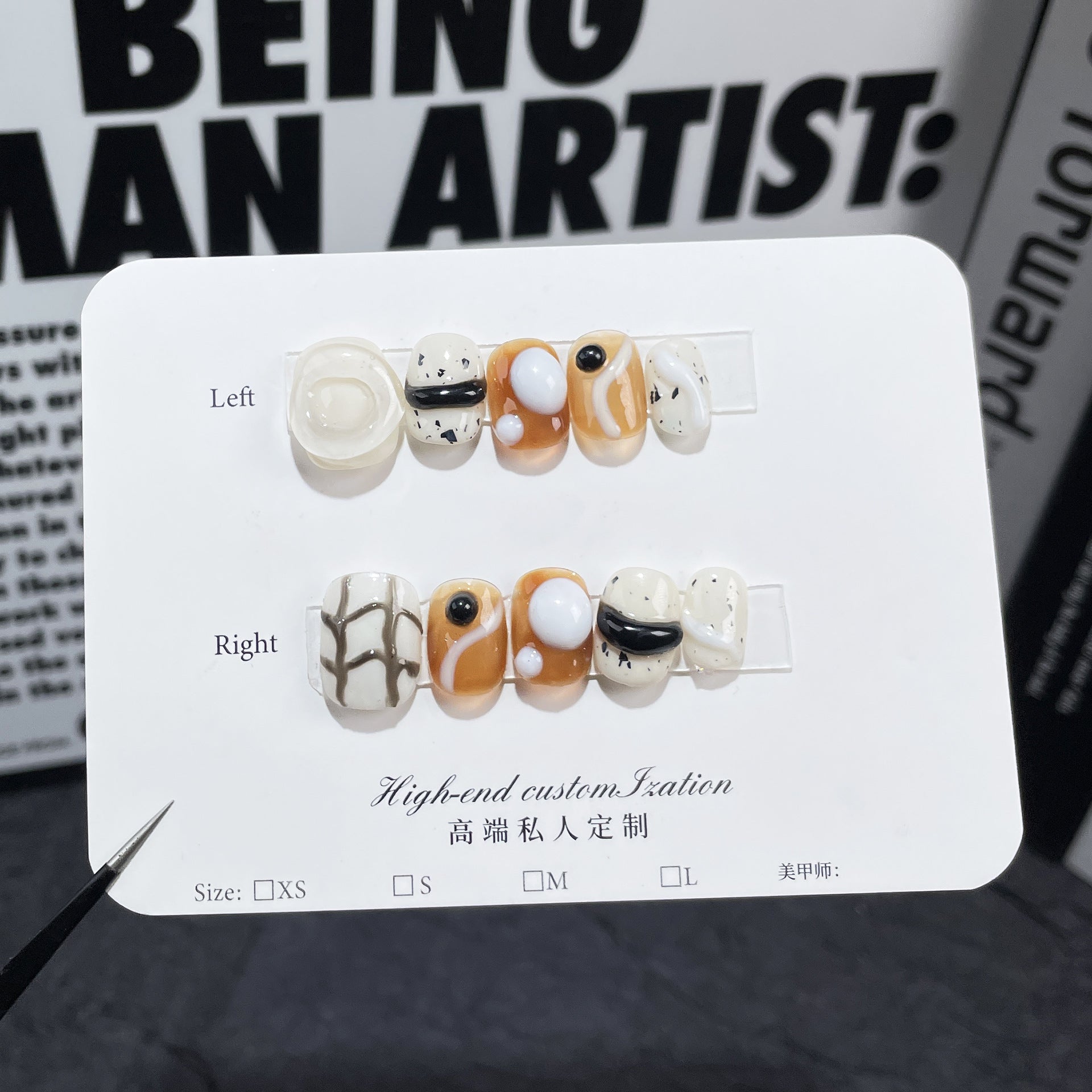 Parche para uñas con efecto caramelo, para otoño e invierno, tridimensional, hecho a mano, para usar｜365nails