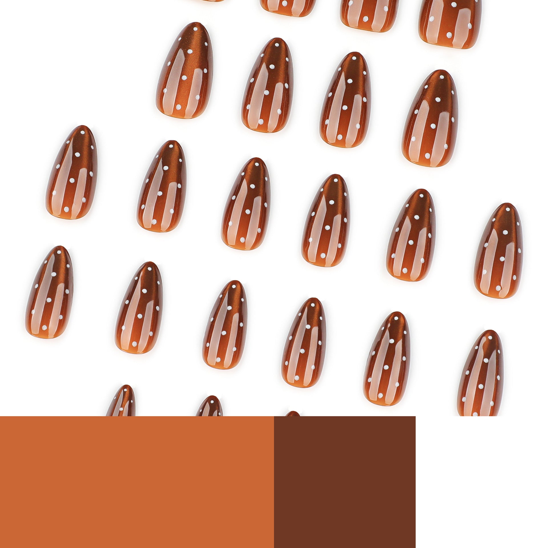 Fall and winter's hottest brown cat-eye flash-wearing manicure with white polka dots is hot-selling