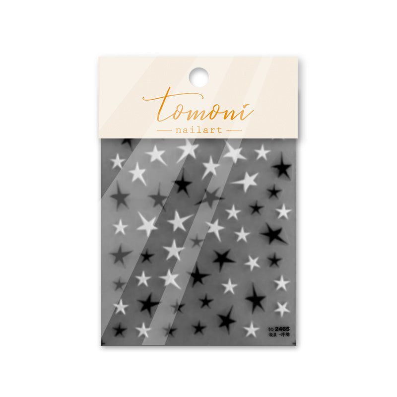Monochrome Starry – Y2K Cool Nail Art Stickers