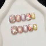 Ocean Pearl Shell Starfish Pastel Press On Nails