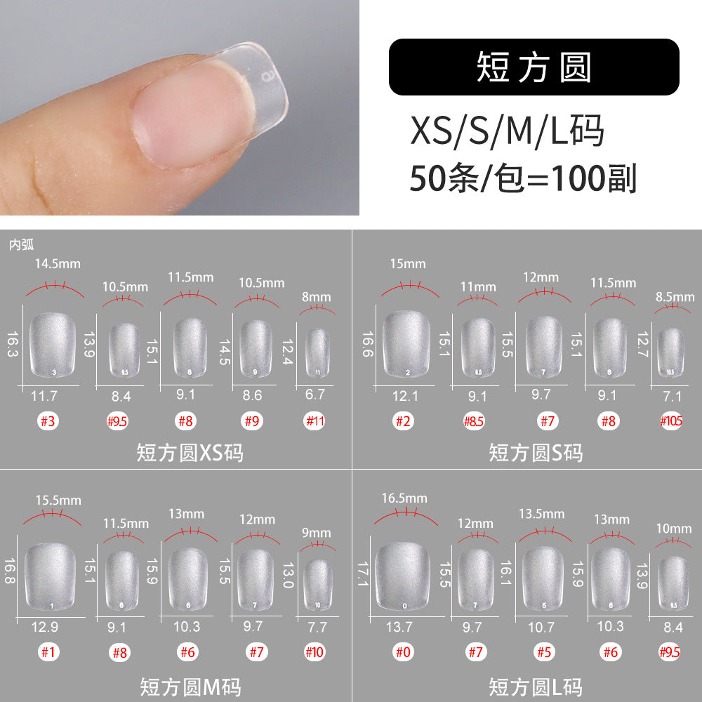 Nail Tips The new press on nails piece is divided into 20 pieces, the whole piece is seamless, and the short one is fully attached to the trapezoidal matte nail piece fake nail.
