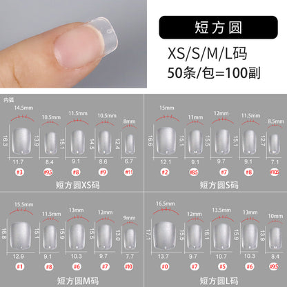 Nail Tips The new press on nails piece is divided into 20 pieces, the whole piece is seamless, and the short one is fully attached to the trapezoidal matte nail piece fake nail.