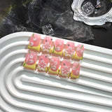 Pink Yellow Floral Jelly Press On Nails