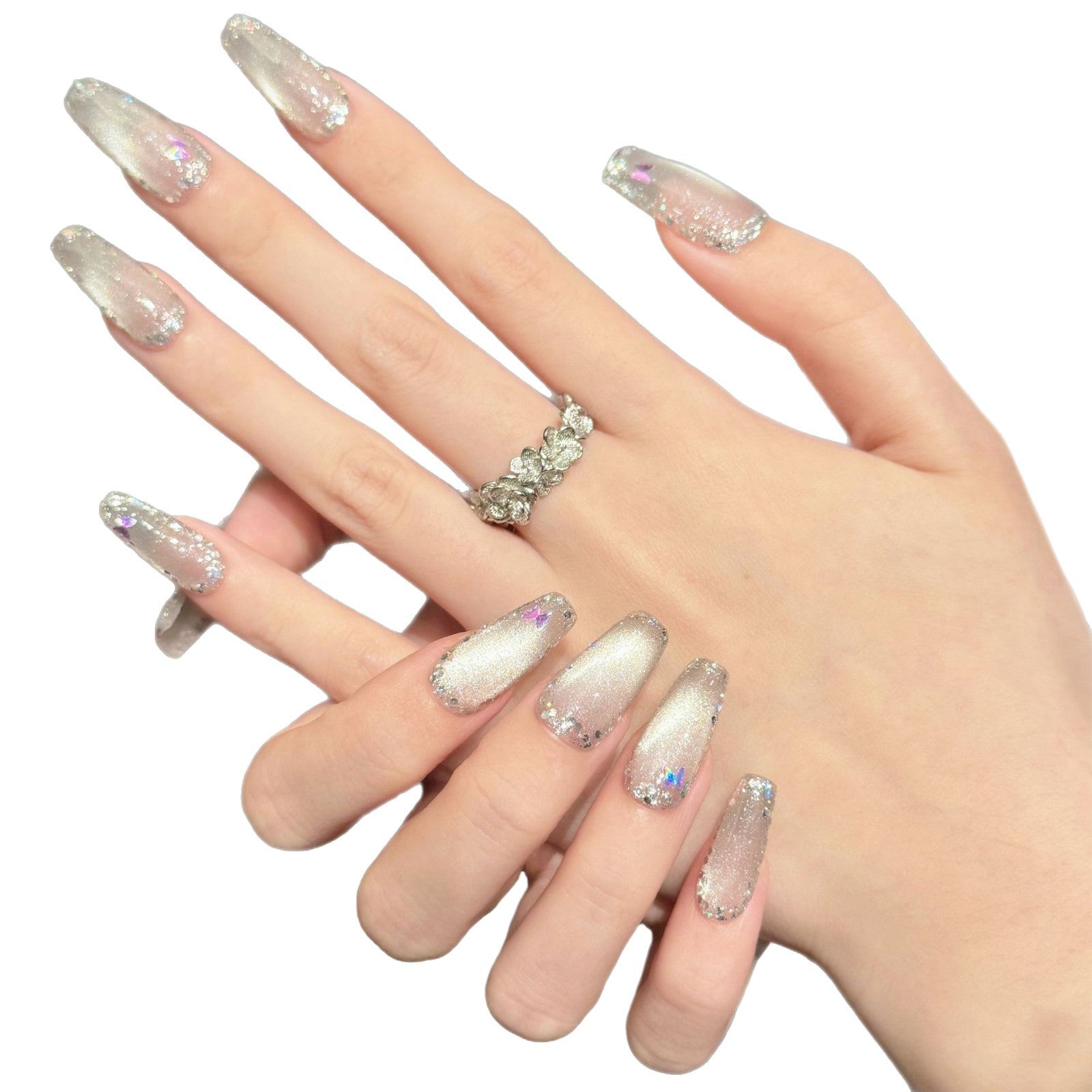 365nails: "Starlight Kiss" – Iridescent Cat Eye Butterfly Handmade Nails