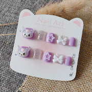 365Nails: "Kuromi Pastel Starry Dream" – Handmade Cute Short Oval Press On Nails