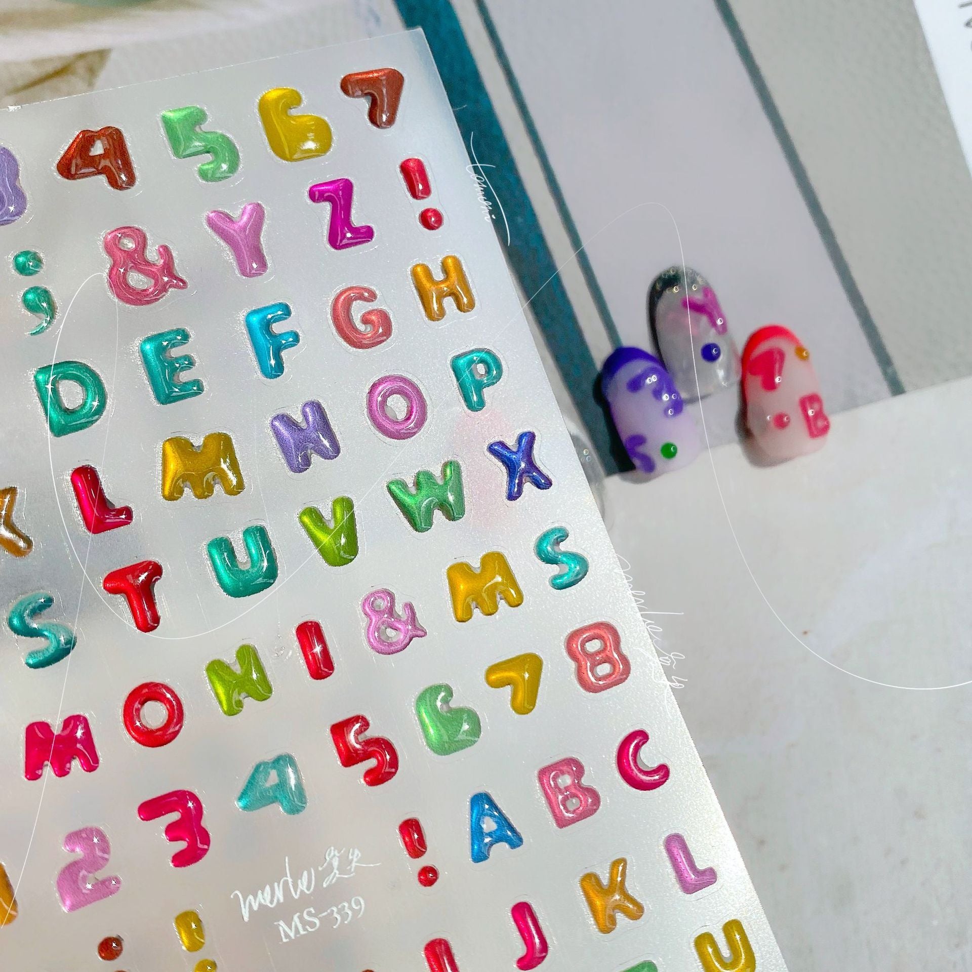 Jelly Rainbow Squiggle Collection: "Playful Pop" – 3D Embossed Nail Sticker