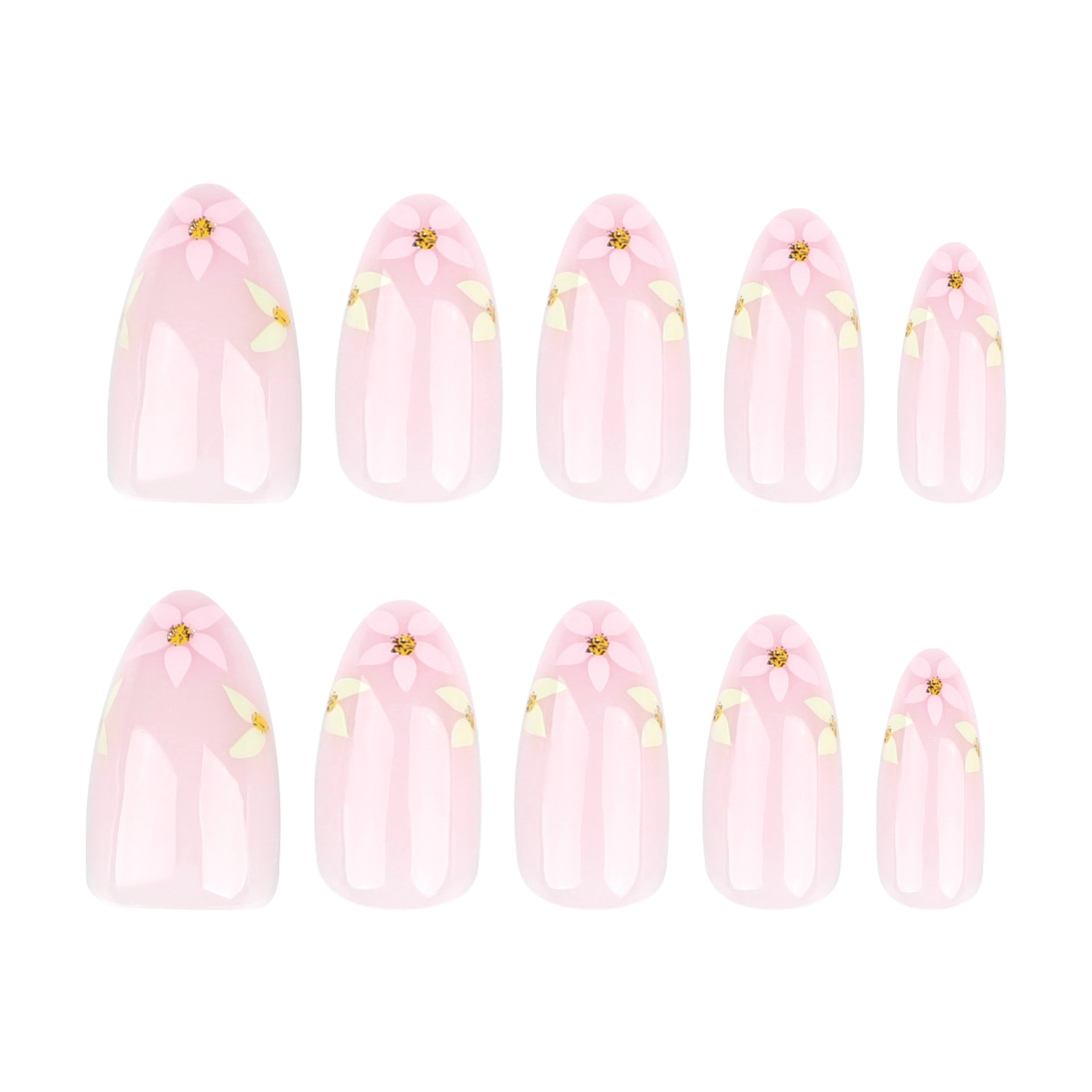 春夏小清新柔美 Ins風花朵短款杏仁形穿戴甲｜365nails