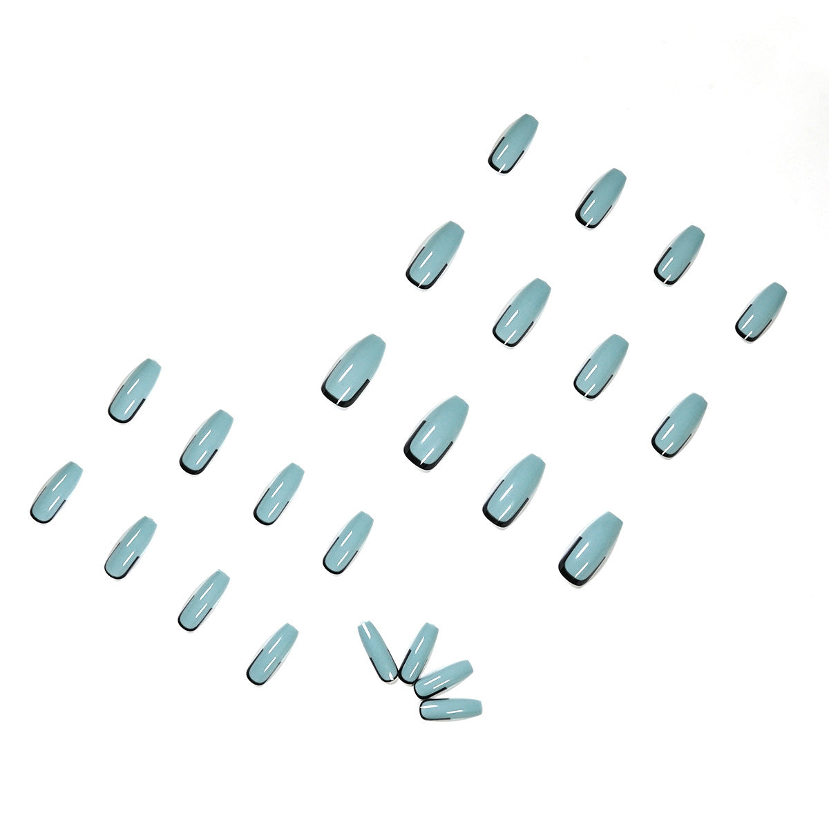 Cinza azul verde preto francês prensado em unhas desgaste unha finalizada unha falsa unha unha remendo unha remendo｜365nails