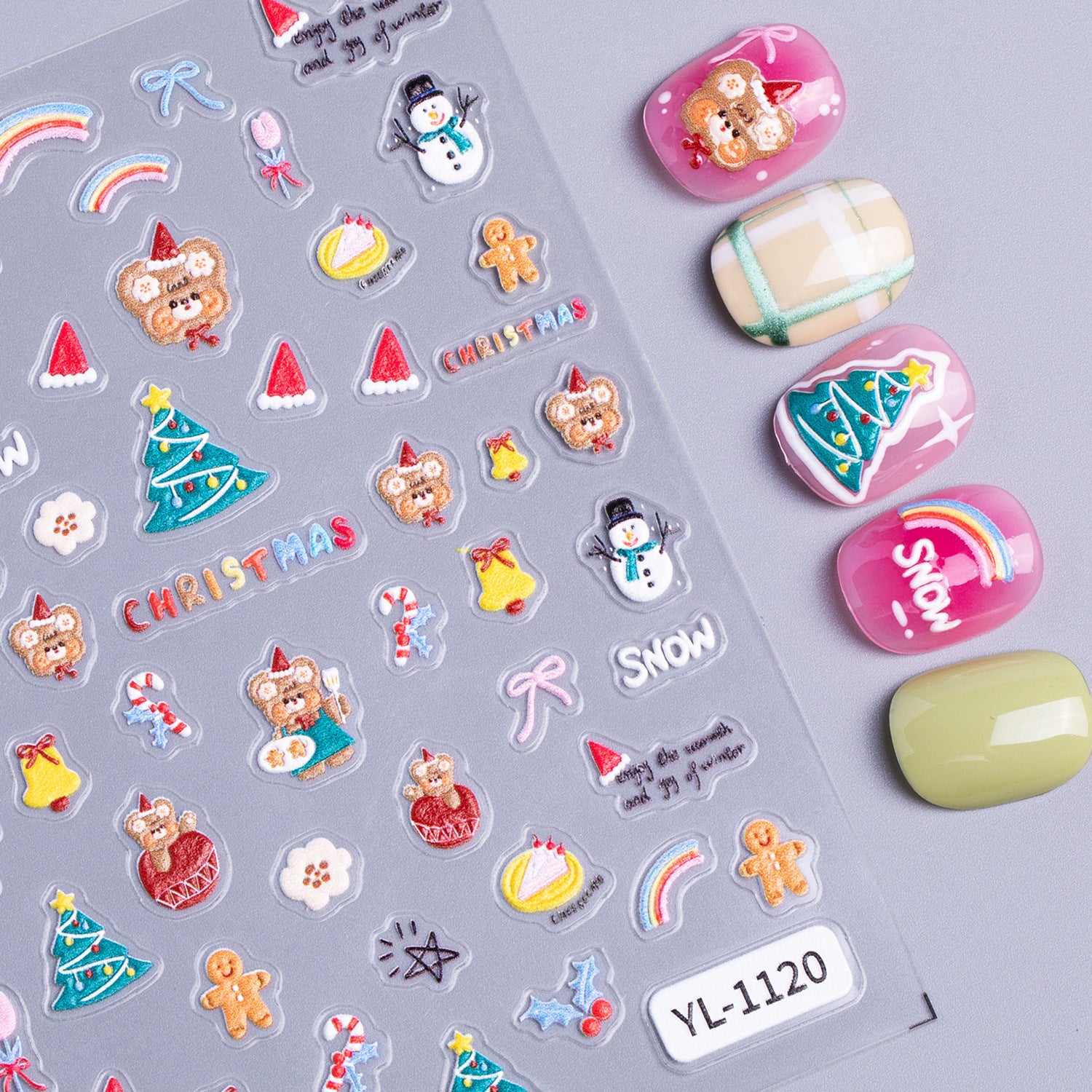 Christmas series nail art sticker 5D relief three-dimensional cute snowman DIY Christmas nail sticker jewelry YL
