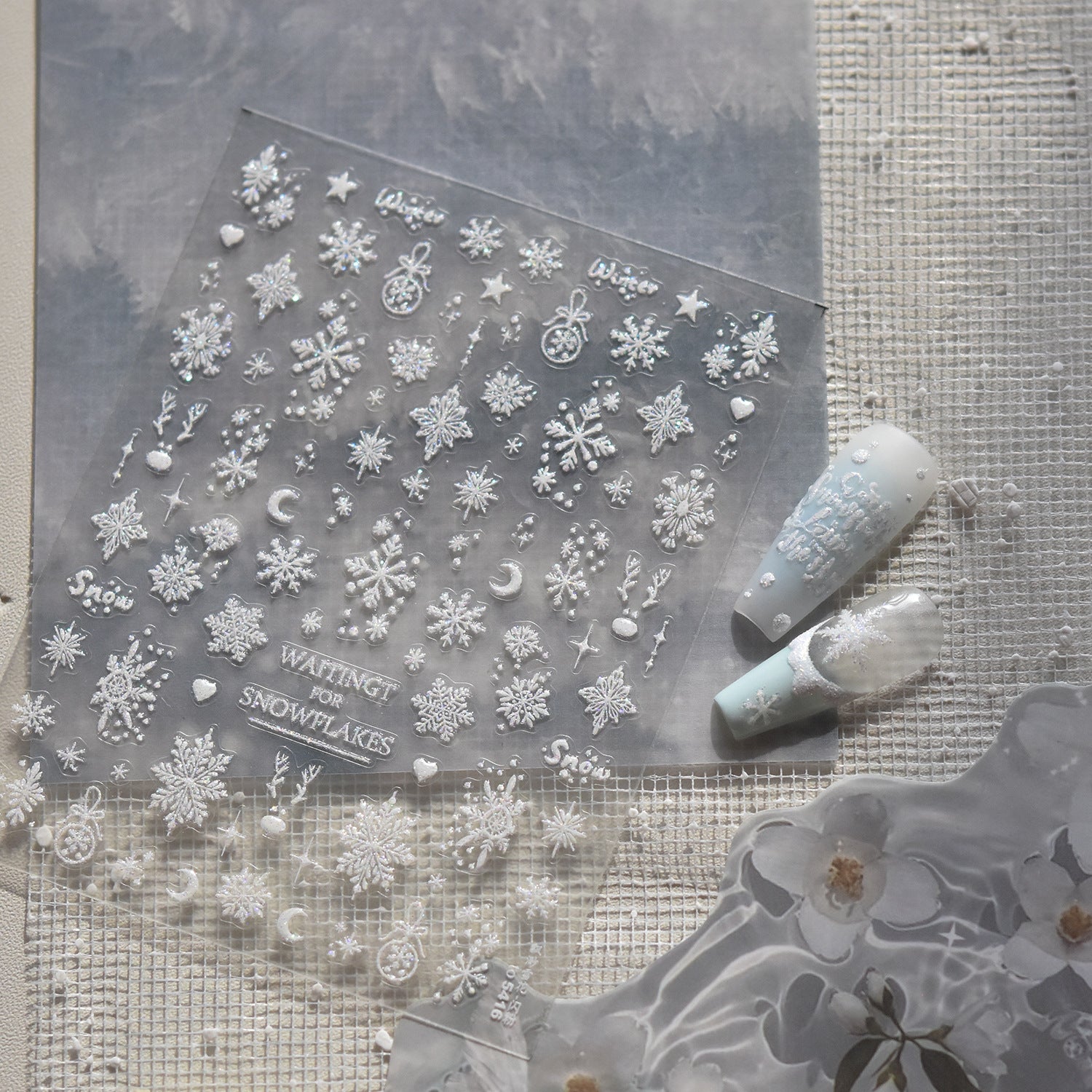 Floco de Neve de Tricô – Adesivos de Unha Confortáveis de Inverno
