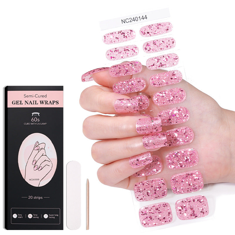 Semi-Cured Gel Nail Strips Glitter Sparkle Pure Shimmer Medium Set (MOQ=3)