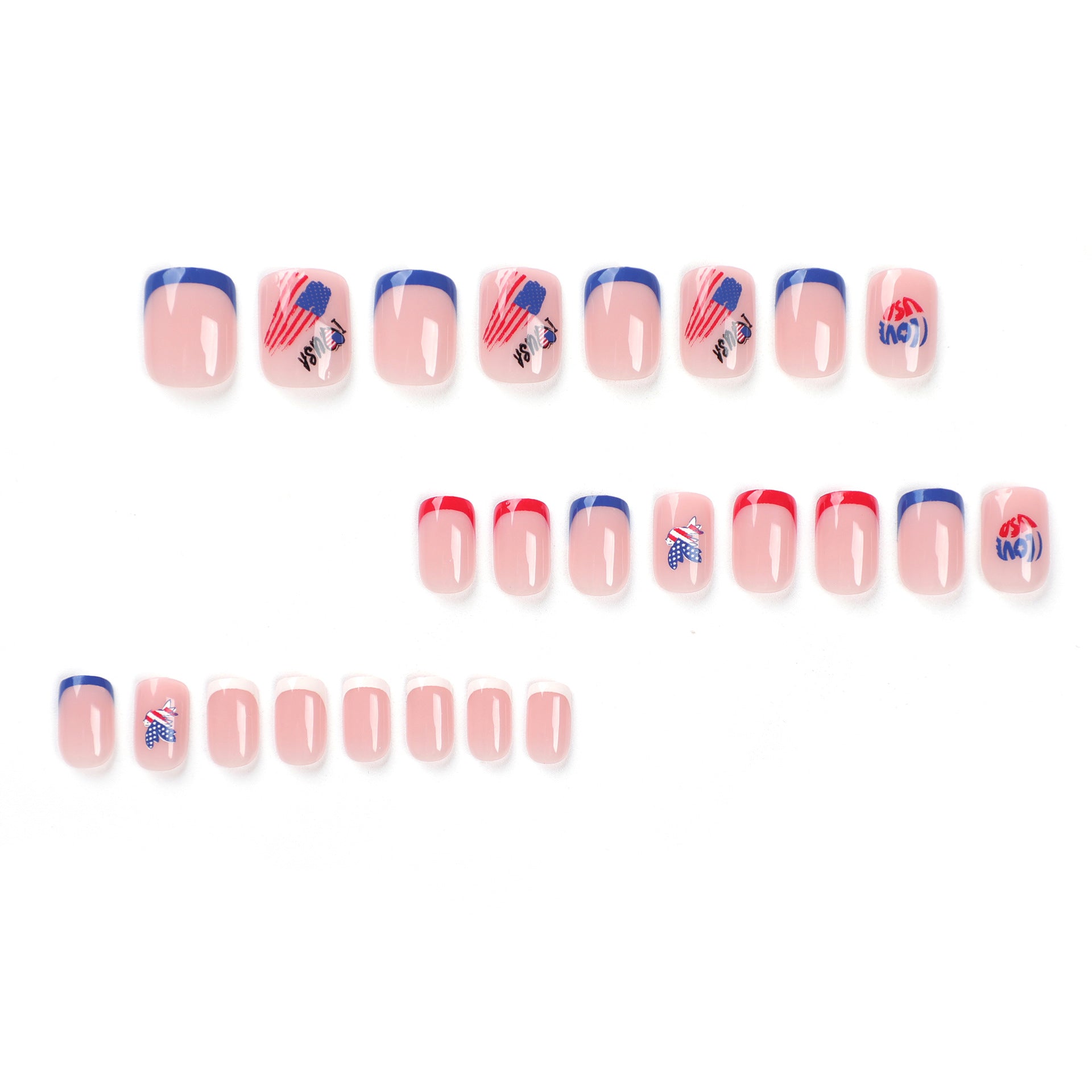 獨立日短款方形甲 美甲假甲 甲貼 成品 批發｜365nails