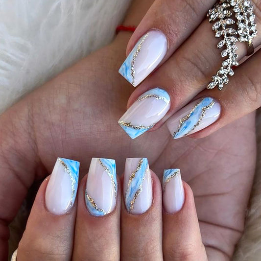 White fake nail nail piece short wearable nail sticker nail piece finished product wholesale｜365nails