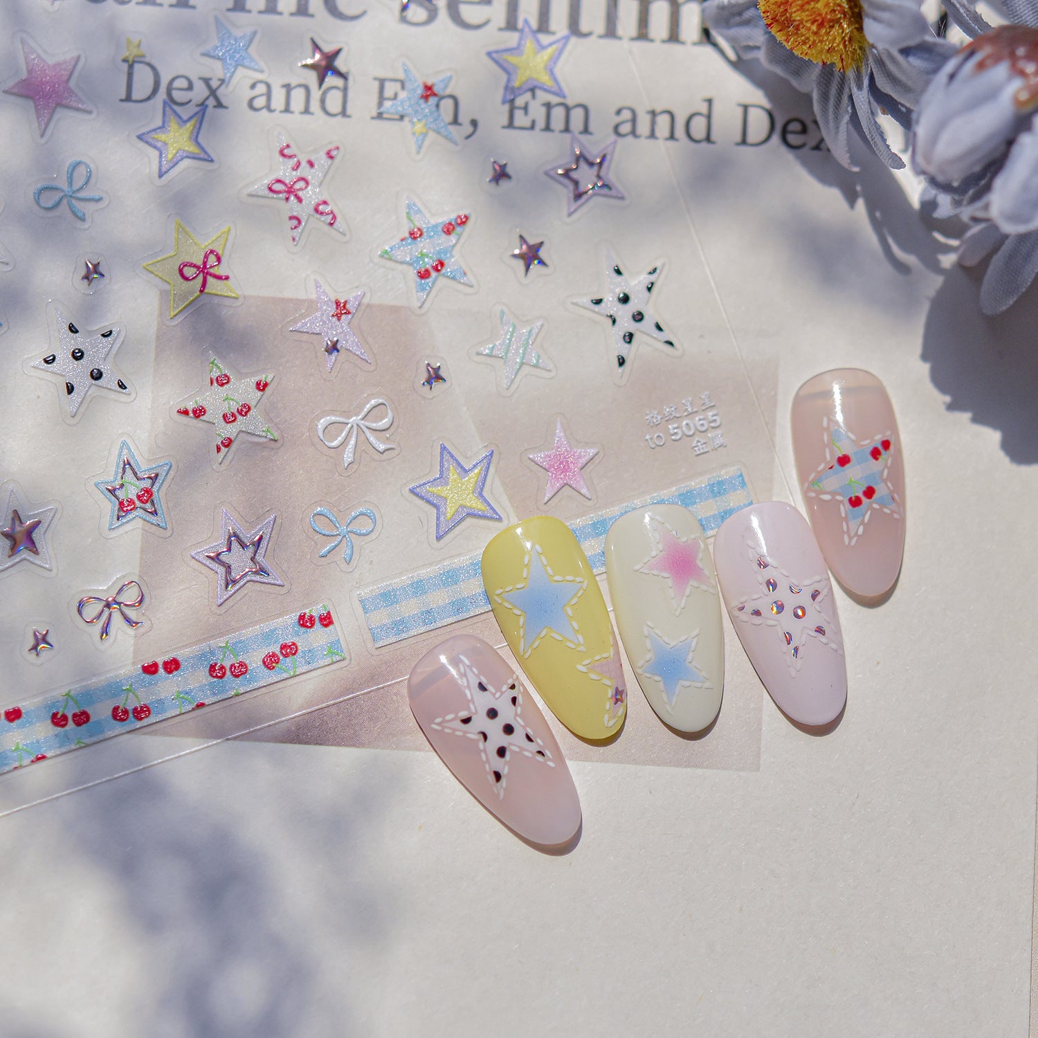 Pastel Patchwork Star – Kawaii Cute Nail Art Set