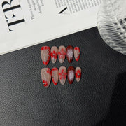 365nails: "Bloody Rose" – 3D Floral & Marble Handmade Almond Nails