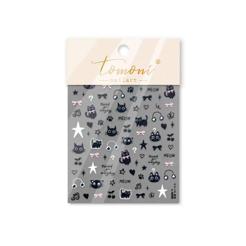 Vintage Cursive English Collection: "Vintage Love Letter" – 3D Embossed Nail Sticker
