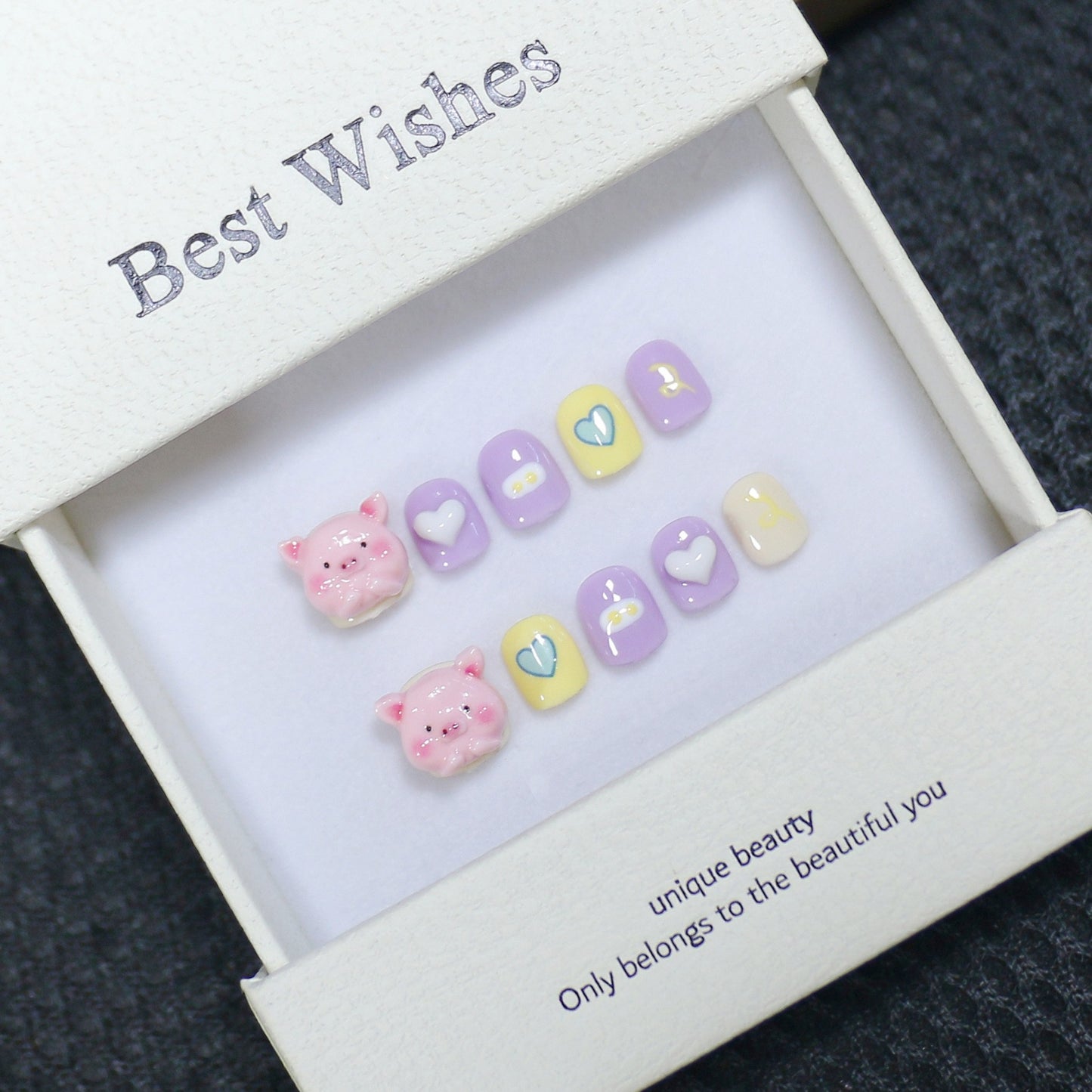 New handmade press-on nails cute cartoon fake nail flakes 3-12 years old