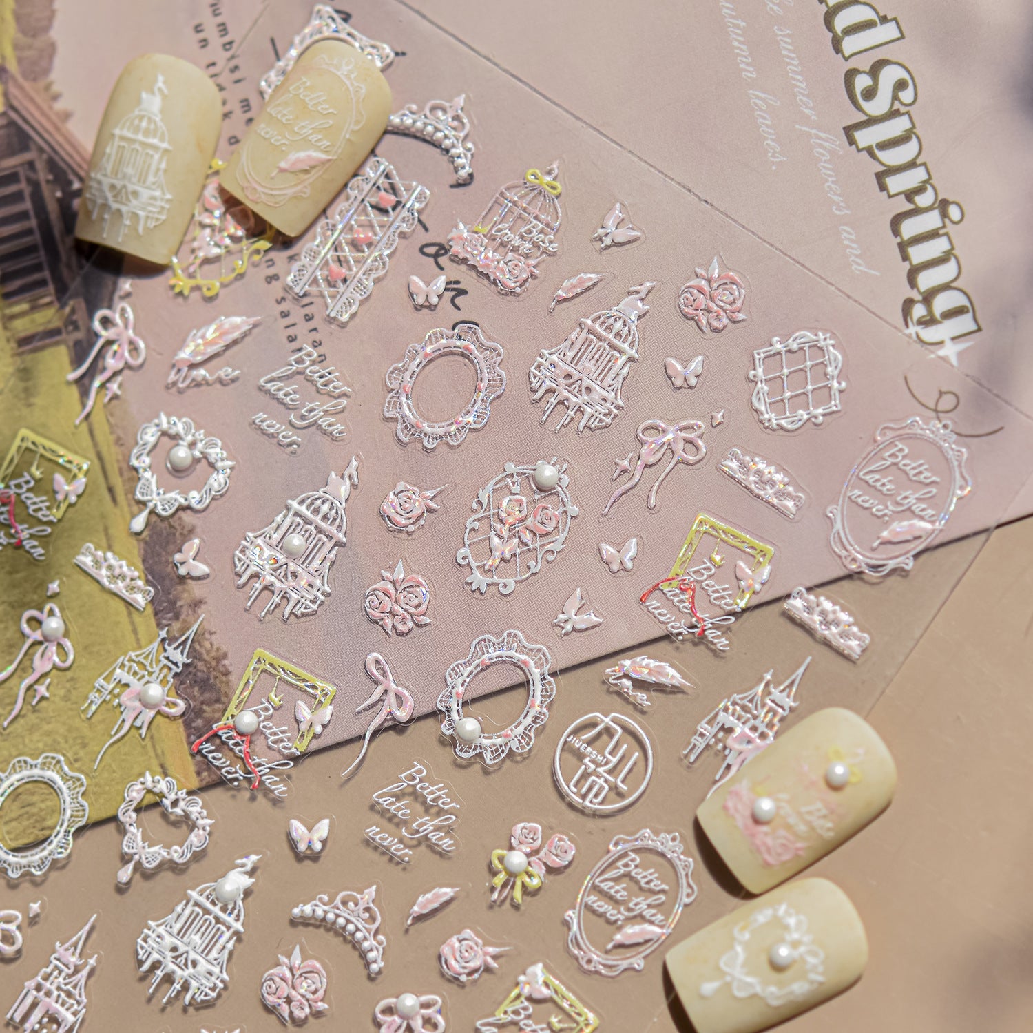 Vintage Castle & Frame Collection: "Fairy Tale Castle" – 3D Crystal Diamond Nail Sticker