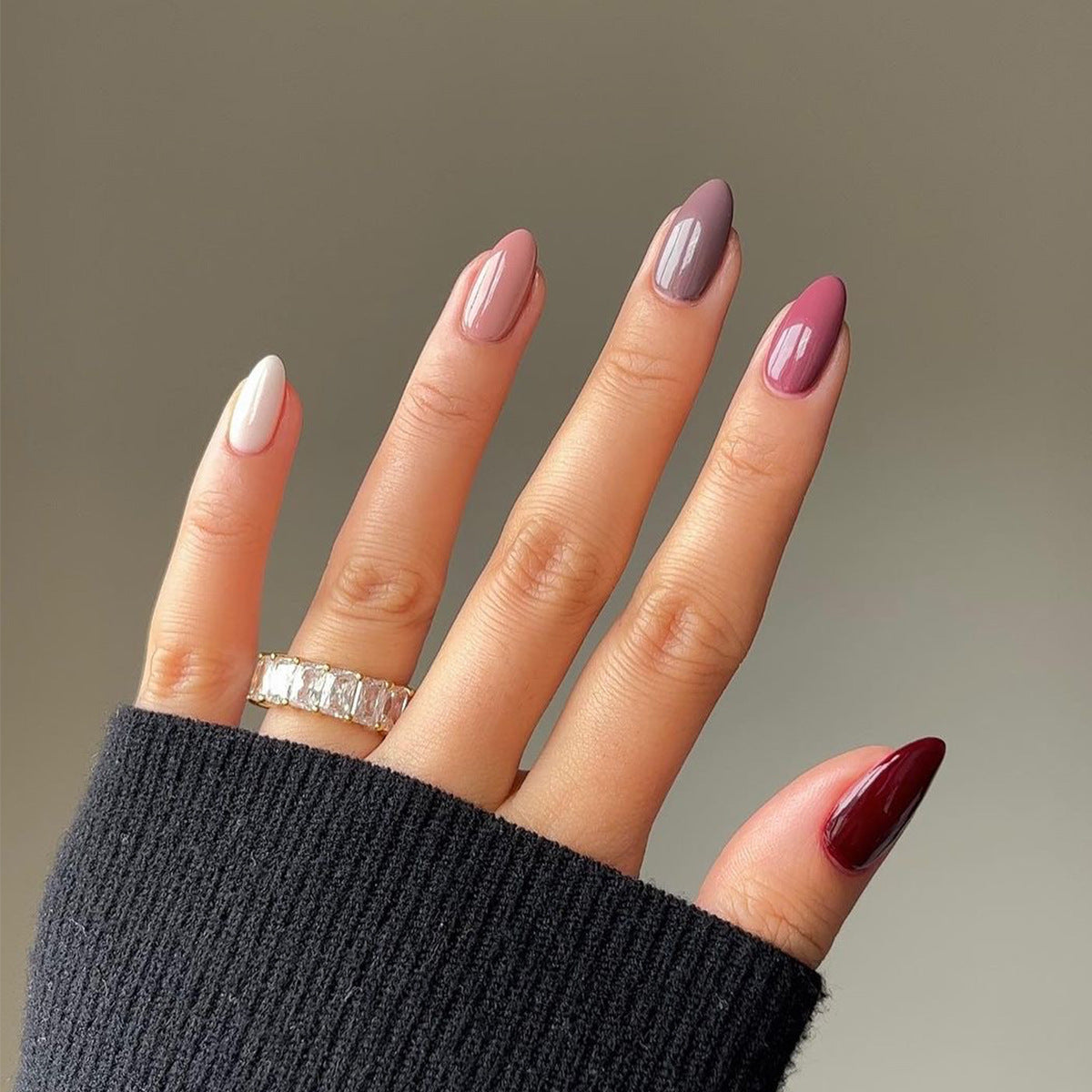 Simple solid color classic nails art film short short round press on nails autumn new nails patch fake nails film｜365nails