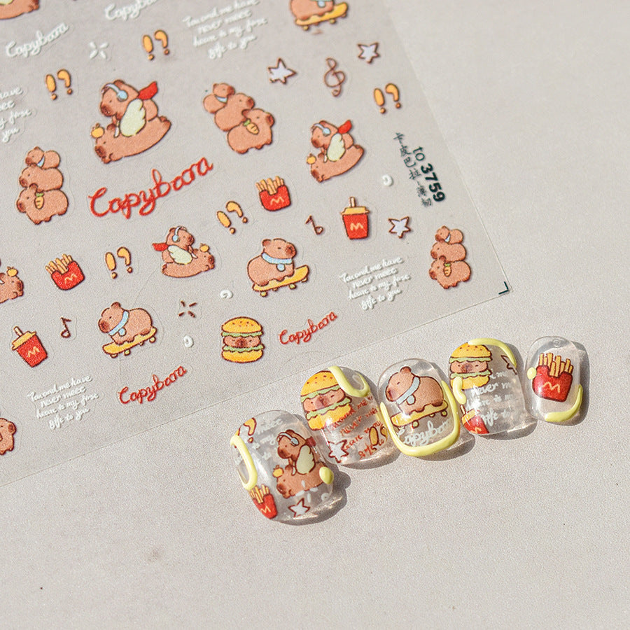 365nails: "Cute Capybara" – nail art stickers