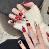 Festive Christmas 3D Santa Tree Glitter Medium Press-On Nails