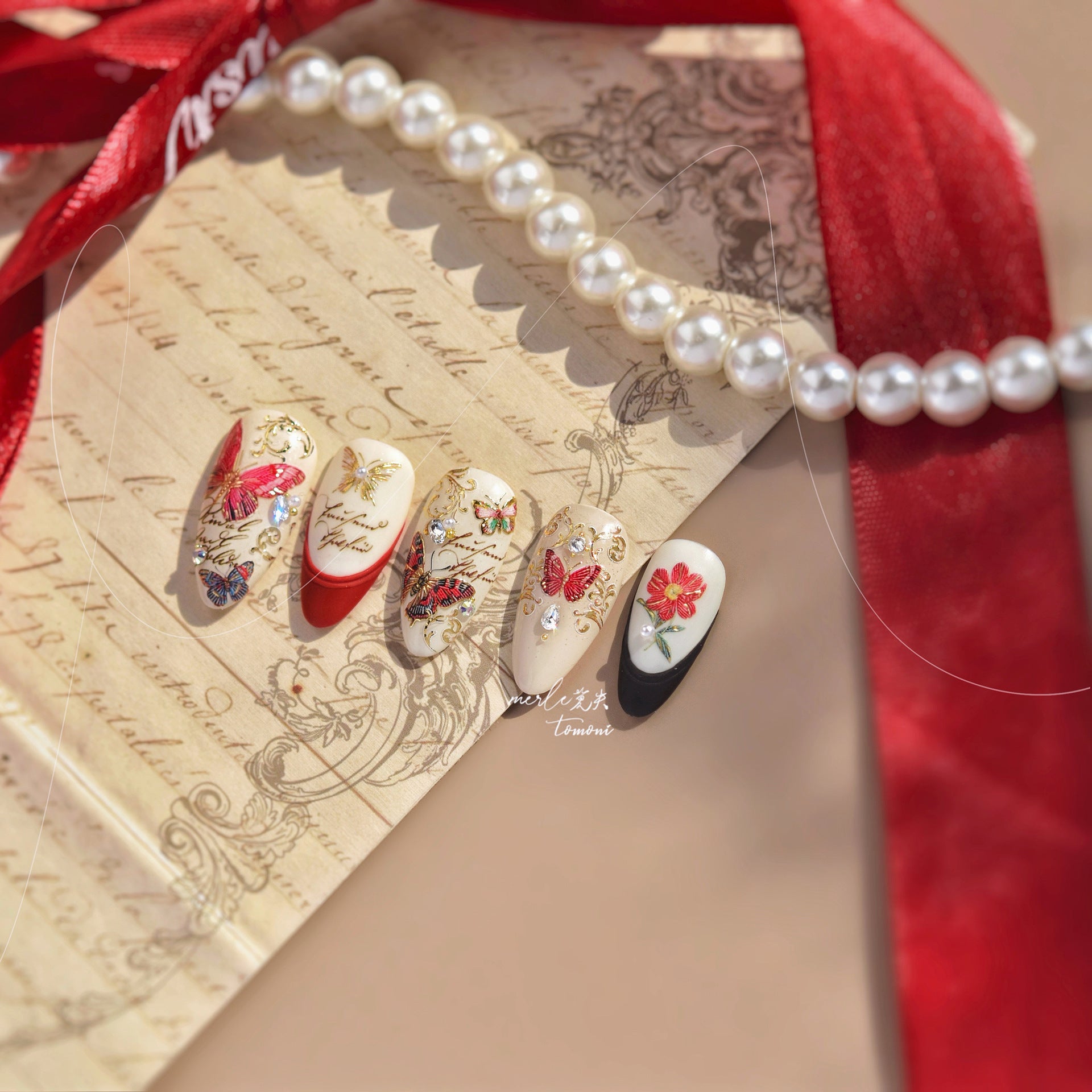Vintage Butterfly Collection: "Enchanted Flutter" – 3D Metallic Nail Sticker
