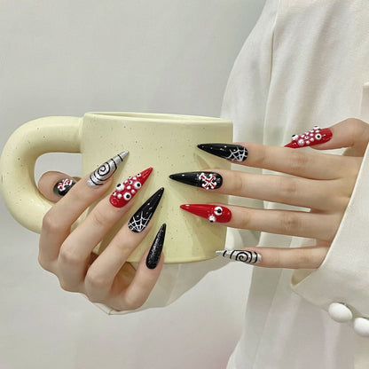 press on nails blood snake skin rivets millennial style Spice Girl three-dimensional dark girl handmade nails finished product | 365nails