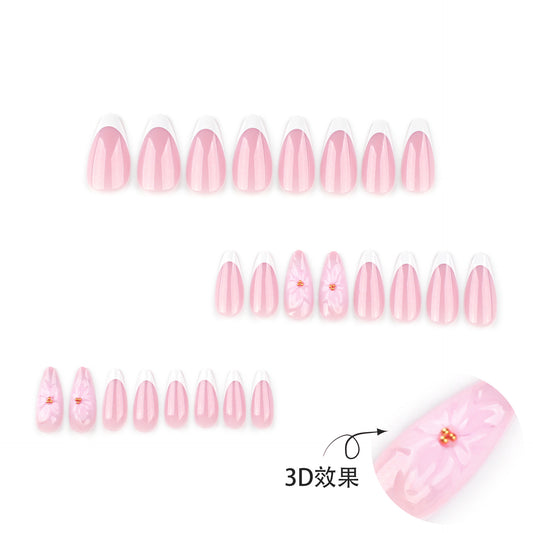 3D White Flower French Press-on nails【MOQ 5｜×5】