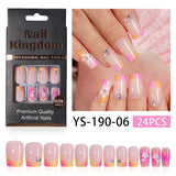 Orange French Floral Crystal Press On Nails (MOQ=3)