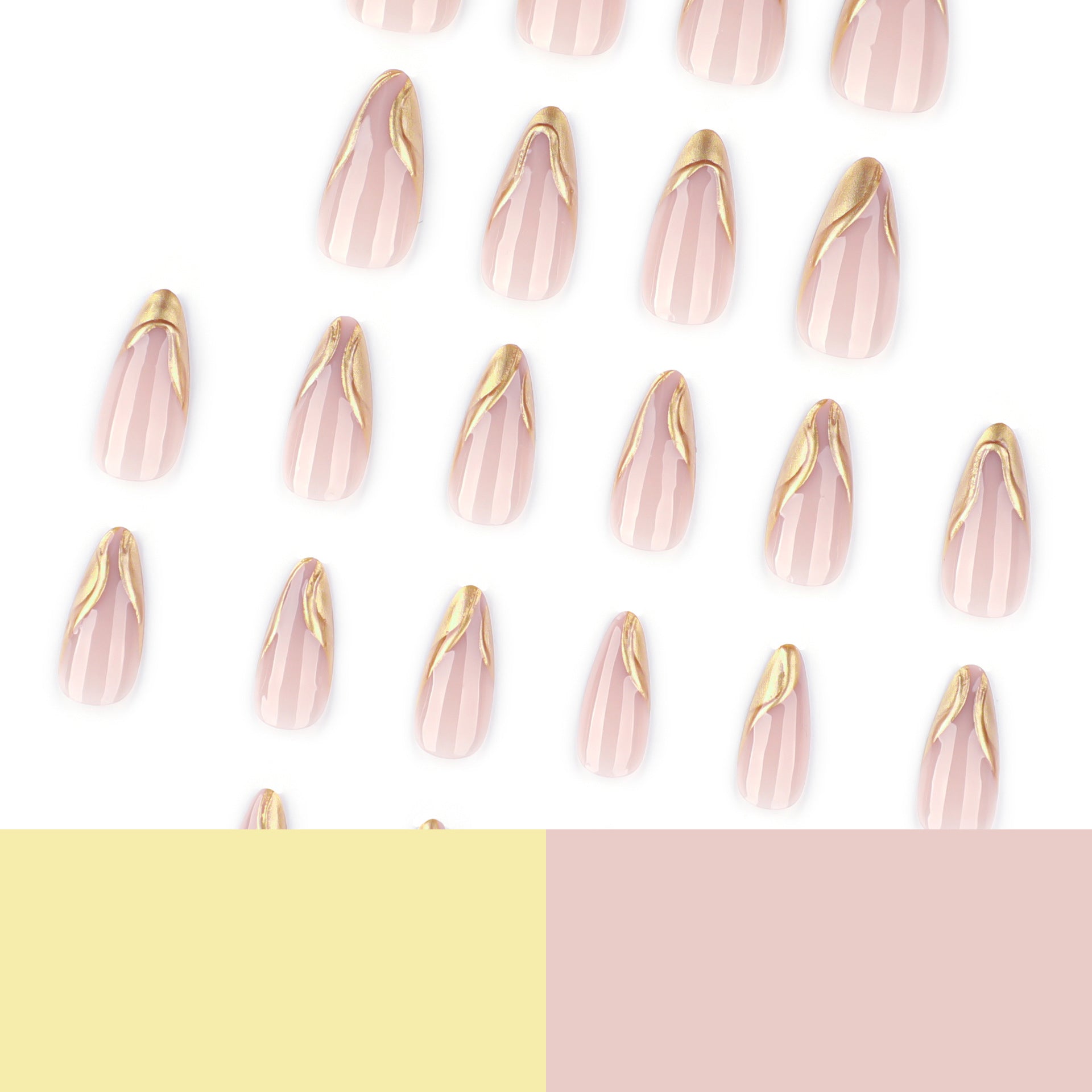 Unhas postiças amêndoa curtas bronzeadoras 3D